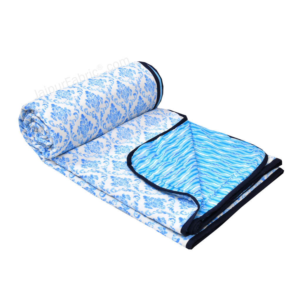 Ethnic Royal Blue Double Bed Dohar Blanket